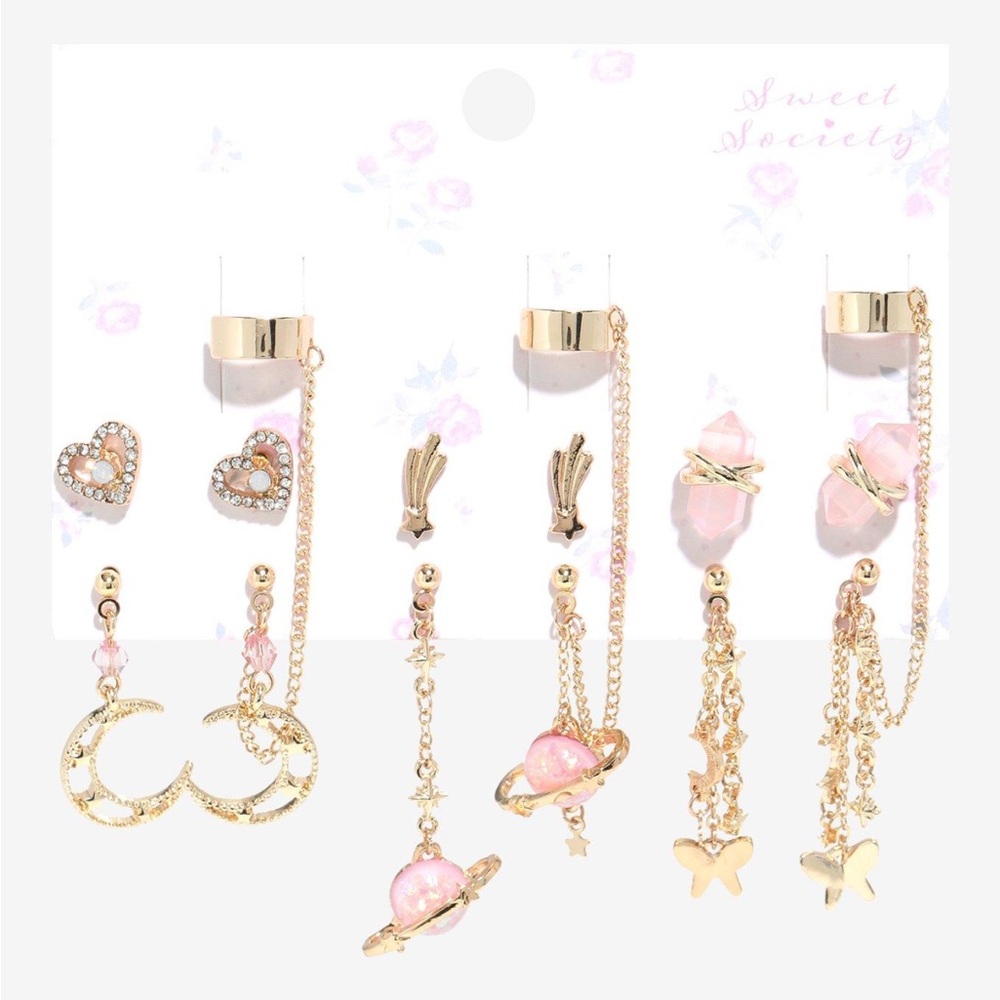 Sweet Society Pink Planet Celestial Cuff Earring Set Hot Topic